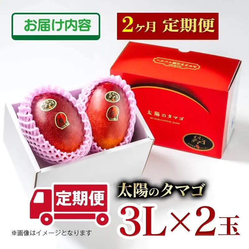 【２カ月定期便】先行予約　最高級ブランド『太陽のタマゴ』3L×2個×２回【糖度15度以上】宮崎県西都市産完熟マンゴー＜68-6b＞宮崎マンゴー 果物 フルーツ 甘い