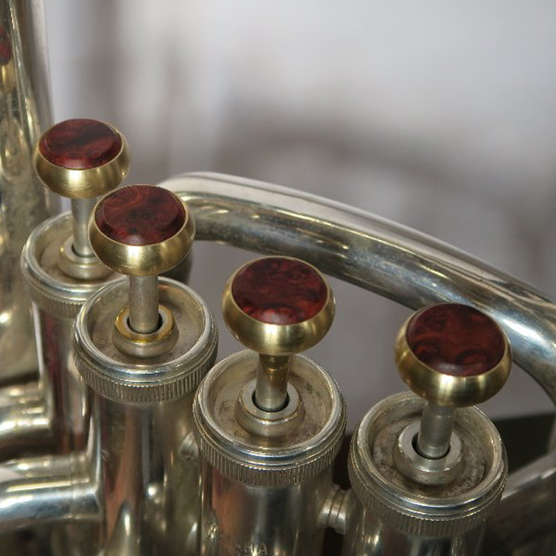 木製ピストンボタン ユーホニューム（ヤマハ）用 EY型（真鍮削り出し） 4個セット ユーホニューム ヤマハ用 EY型 真鍮削り出し 選べる 素材 花林コブ材 ローズウッド材 木製 ピストンボタン ノー