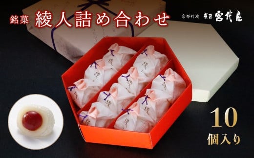 銘菓 綾人詰め合わせ 10個入り 京都 綾部 和菓子 贈り物 ギフト 贈答 化粧箱 梅 白あん 手作り おもち 南高梅 餅菓子 プレゼント スイーツ デザート 菓子