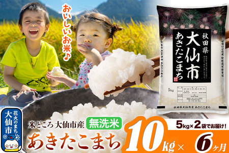 米《定期便6ヶ月》あきたこまち【無洗米】米どころ秋田県大仙市産 あきたこまち 10kg（5kg×2袋）