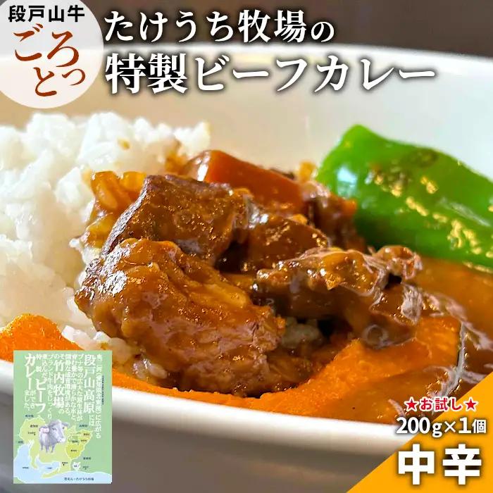 お肉がごろっと入った！たけうち牧場のビーフカレー お試し 1個 国産牛 ご当地カレー カレー 中辛 ブランド牛カレー レトルトカレー スパイス 段戸牛カレー  -217
