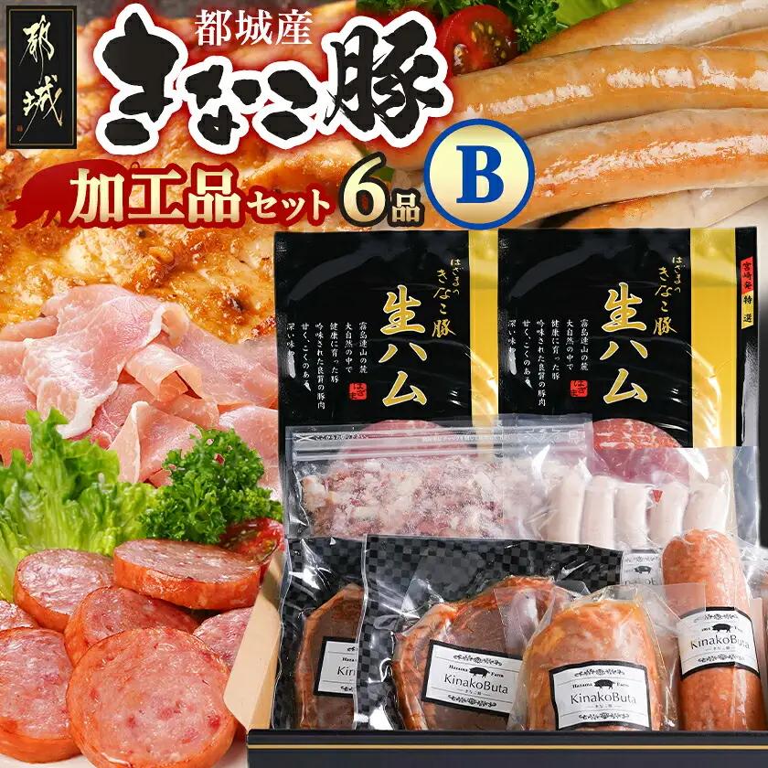 「きなこ豚」加工品Bセット〔12-017〕_(都城市) きなこ豚 ブランドポーク プレスハム ソーセージ 生ウインナー 味噌漬け ベーコン 生ハム 加工品 おかず 冷凍