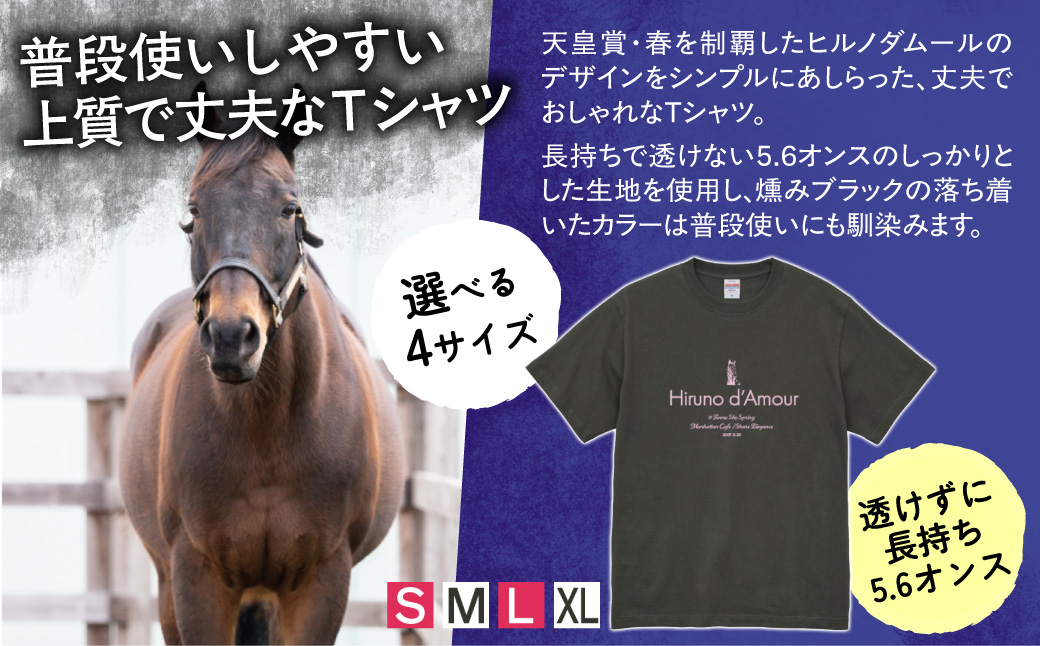 【ヒルノダムール】（燻みブラック）Ｔシャツ 選べる４サイズ【Ｌ】 BRTV300-3
