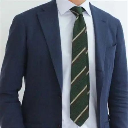 【手織りネクタイ】グリーン 2ラインタイ kuskafabric 京都・丹後のシルク織物_装飾品・工芸品 ネクタイ・ベルト 服飾小物 _【1250970】