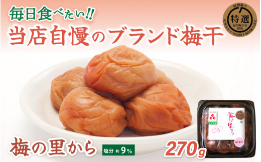 
梅の里から270g （塩分９％） / 田辺市 紀州南高梅 南高梅 梅干し 梅干 梅 ご飯のお供
