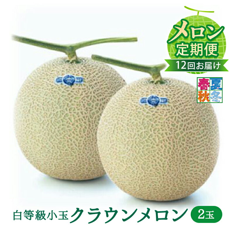 【ふるさと納税】メロン 定期便 12ヶ月 クラウンメロン 小玉 2玉 白等級 果物 フルーツ 高級 定期 12回　お届け：翌月以降、初回発送から12ヶ月連続でお届けします。 ◆返礼品到着後、すぐに状態をご確認ください◆