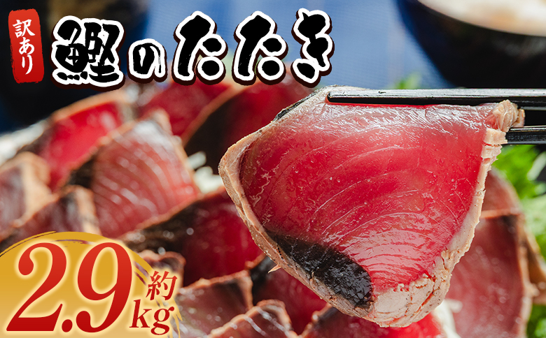 訳あり 鰹タタキ 2.9kg - カツオのたたき 鰹 タタキ 藁焼き 海鮮 魚 魚介 惣菜 冷凍品 冷凍食品 加工品 刺身 おかず おつまみ 郷土料理 送料無料 株式会社 大熊 高知県 香南市 冷凍 da-0011