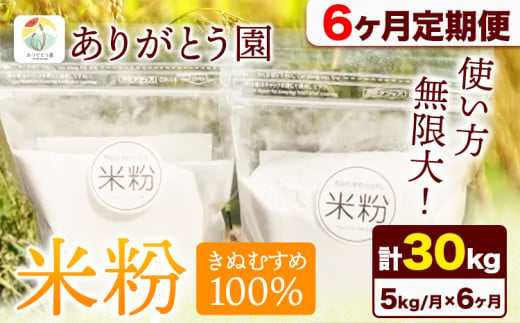 179. 【6ヶ月定期便】米粉 きぬむすめ 5kg ありがとう園《お申込み月の翌月から出荷開始》岡山県 矢掛町 米 コメ 一等米 きぬむすめ 100％ 料理用 定期便