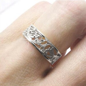 【K18WG】地金 透かし リング アラベスク アンティーク 指輪 lr653k18wg