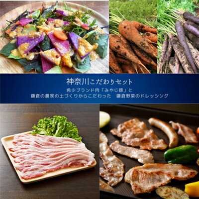 【ふるさと納税】【神奈川県からこだわりセット】ブランド豚バラ焼肉・ブロックと鎌倉野菜のドレッシング【複数個口で配送】【配送不可地域：離島】【4014471】
