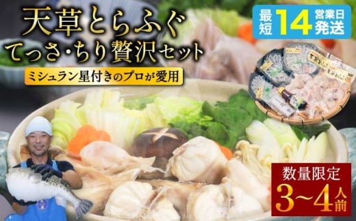ふぐ とらふぐ 【ミシュラン2つ星店 採用】 【緊急支援品・数量限定】とらふぐ てっさ・ちり 贅沢セット（3～4人前） フグ ふぐ 刺身 てっさ てっちり ひれ酒用 焼きひれ 冷凍 熊本県産