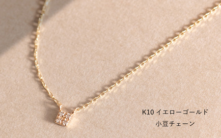 クール！！スクエアデザイン K10イエローゴールド ダイヤモンドネックレス アジャ付き 40cm / K10-01-02 金 ゴールド ダイヤ ジュエリー アクセサリー ギフト プレゼント レディース