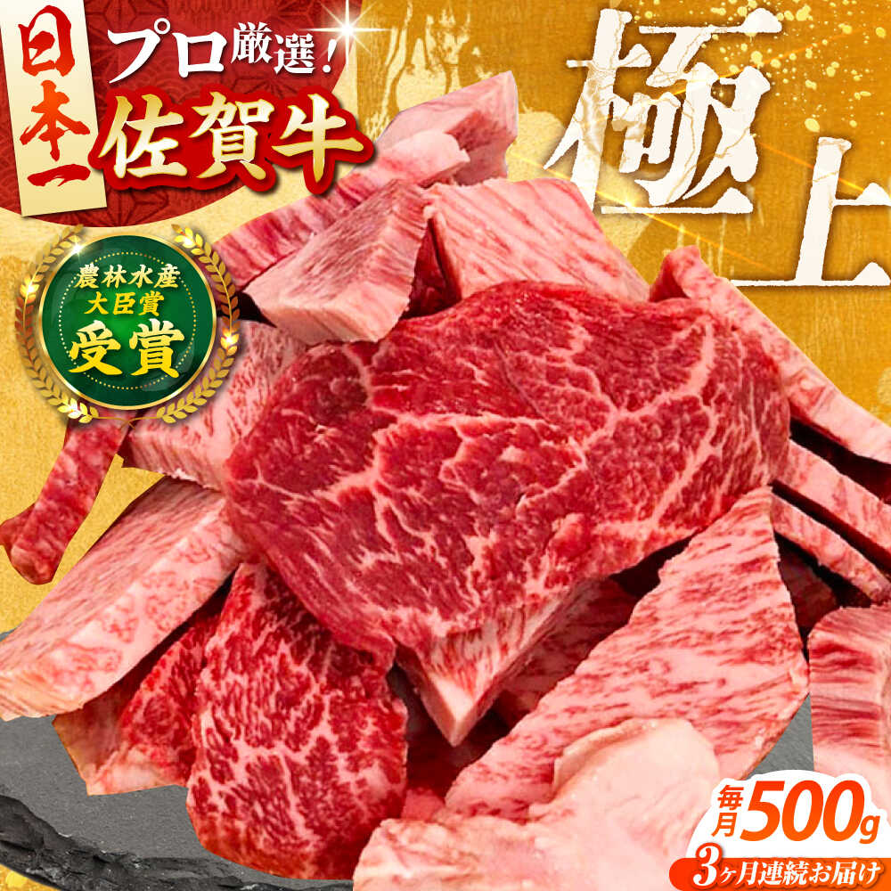 【ふるさと納税】【全3回定期便】佐賀牛 焼肉 切り落とし 500g 【田中畜産牛肉店】 佐賀牛 牛肉 精肉 肉 切り落とし[HBH154]