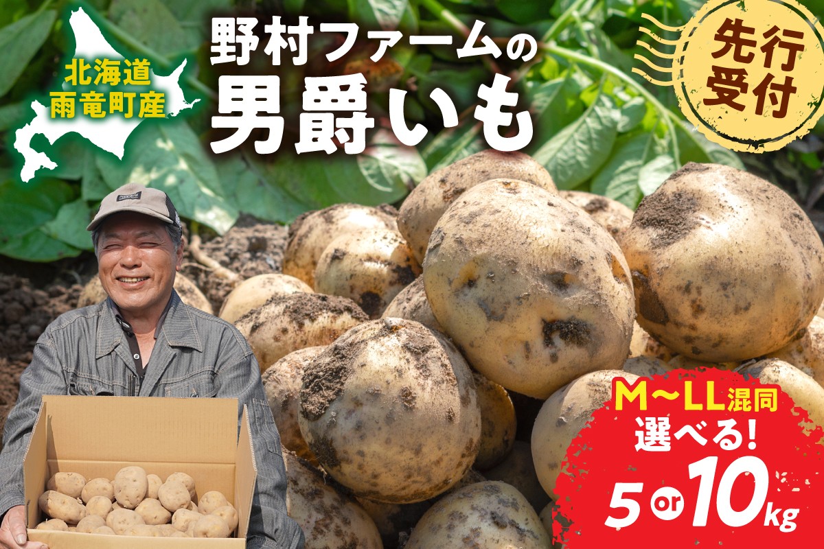 
            選べる内容量！【先行予約】北海道産 じゃがいも 男爵 5kg or 10kg  男爵芋 ジャガイモ 芋 いも 秋野菜 季節の野菜 直送農場 北海道雨竜町産 サイズ混同 野菜
          