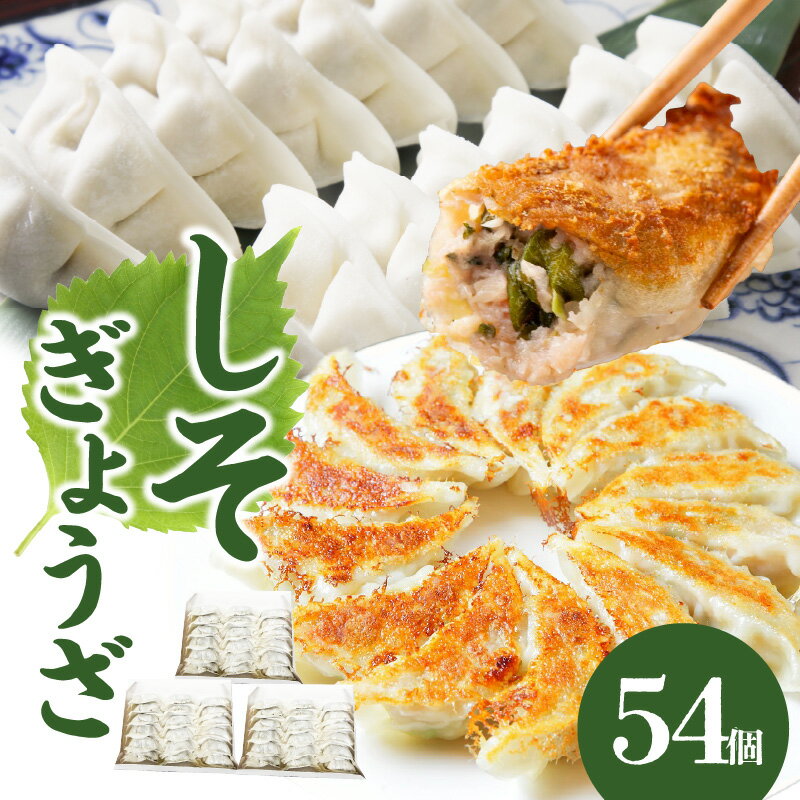 【ふるさと納税】餃子専門店の餃子 しそ餃子 54個入り 餃子 ぎょうざ ギョーザ 大葉 紫蘇 おかず ご飯 大容量 中華 料理 焼き餃子 惣菜 専門店 人気 薄皮 パリパリ もちもち 米の恵み ブランド豚肉 手軽 簡単 調理 A02036