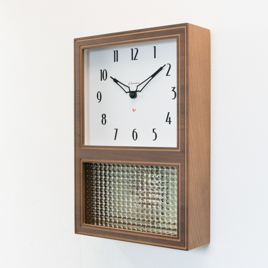 ＜Chambre＞GLASS PENDULUM CLOCK EL STYLE ウォルナット