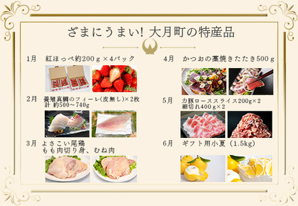 【定期便 12回】ざまにうまい！大月町 特産品セット まぐろ カツオ たたき 果物 豚肉 鶏肉