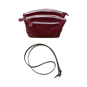 革・ダブルポシェット ラージ［ワイン］