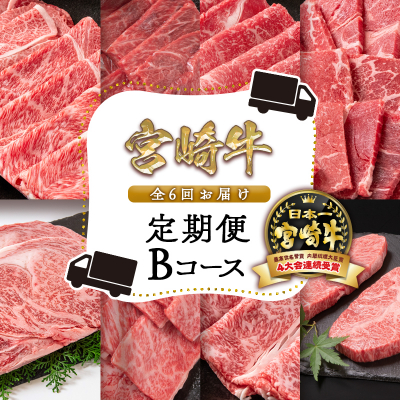 宮崎牛 定期便 6ヶ月 Bコース 焼肉・すき焼き・ステーキ ミヤチク＜11-3＞牛肉 定期便 6回定期便 日本一 黒毛和牛 宮崎県西都市