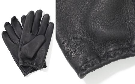LAMP GLOVES -UTILITY GLOVE SHORTY-(カラー：ブラック／サイズ：S)【革手袋 レザー グローブ 鹿革 メンズ レディース Lamp gloves ランプグローブス ショ
