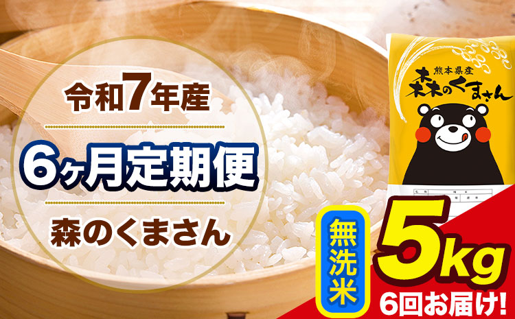 令和7年産 森のくまさん【6ヶ月定期便】 無洗米 《お申込み翌月から出荷》5kg(5kg×1袋) 計3回お届け 熊本県産 単一原料米 森くま 熊本県 玉東町---mk7tei_69000_5kg_mo6_gkt_m---