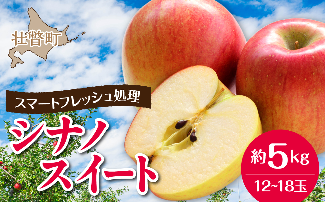 3月発送！北海道壮瞥町　りんご(スマートフレッシュ)　品種名「シナノスイート」12～18玉 約5kg　SBTF026