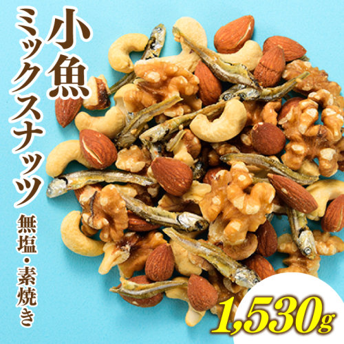AI084.小魚入り！無塩・素焼きのミックスナッツ1,530g