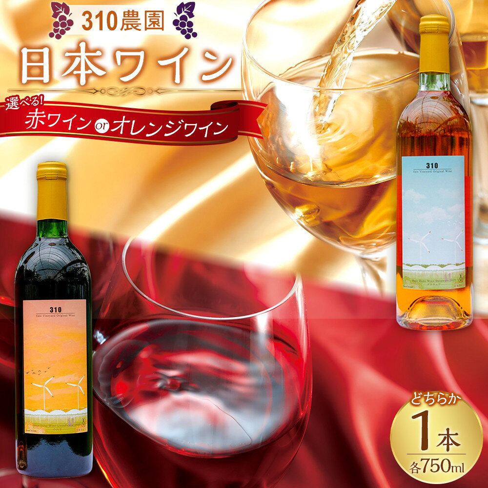 【ふるさと納税】【種類が選べる】310農園・日本ワイン　「赤ワイン750ml」又は「オレンジワイン750ml」 | ワイン 赤ワイン オレンジワイン 酒 お酒 さけ 750ml