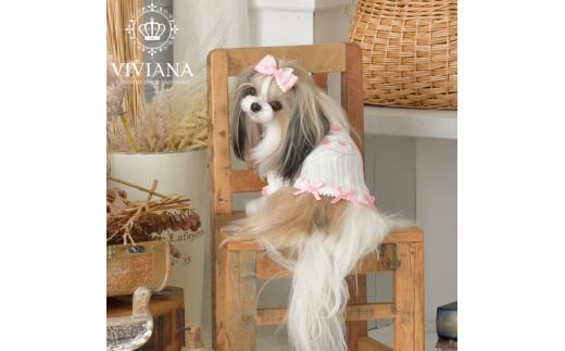 ドッグウェア「VIVIANA」ポンポンパフスリーブタンクトップ / White