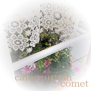 播州織カフェカーテンコメット(W60ｘ90cm)《 播州織綿 細窓 小窓用 レース付き コメット おしゃれ アイセレクト 》【2501N13804】