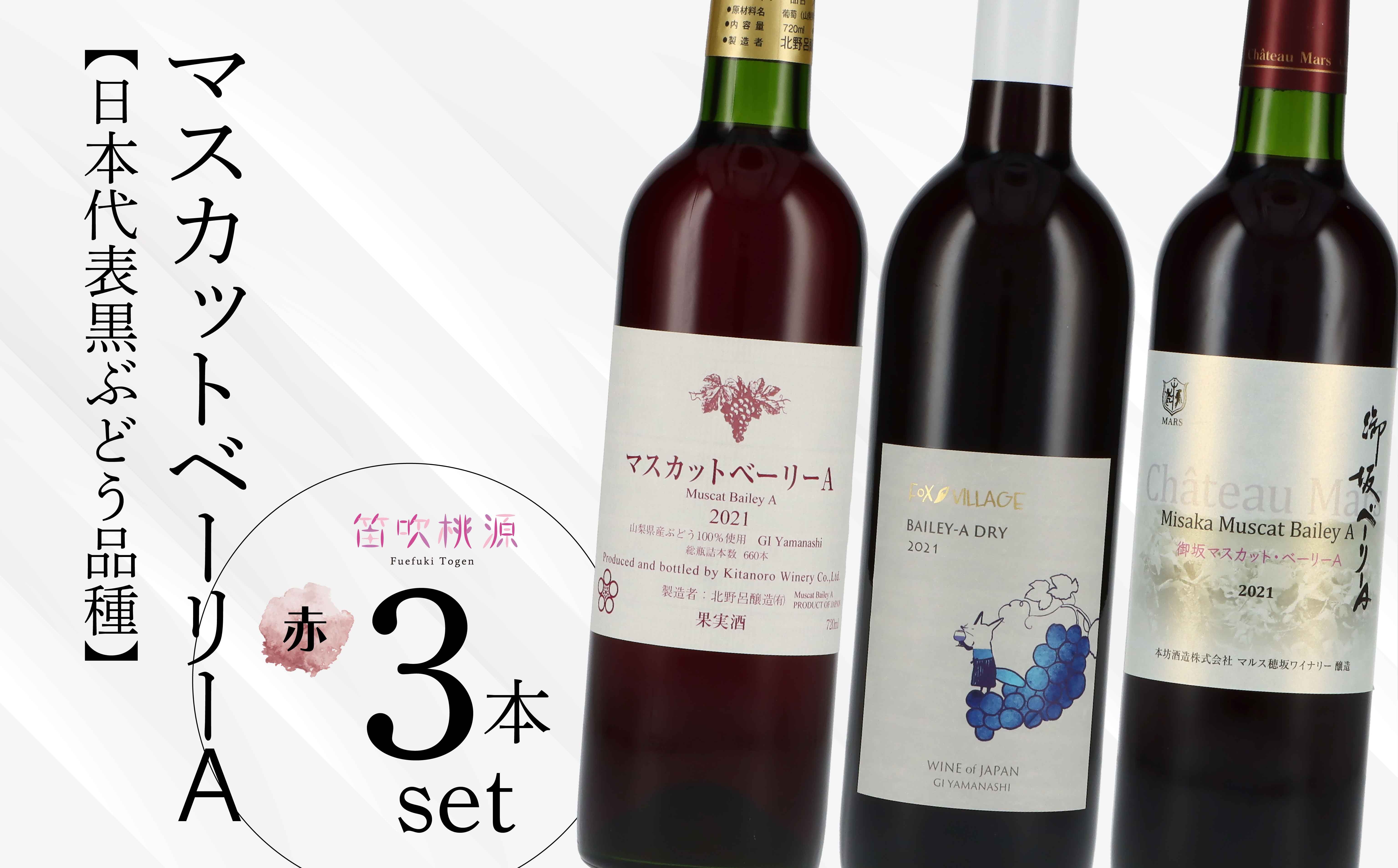 
【日本代表黒ぶどう品種】マスカットベーリーA3本セット 157-026
