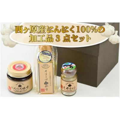 ふるさと納税 勝山市 西ヶ原産にんにく100%の加工品3点セット