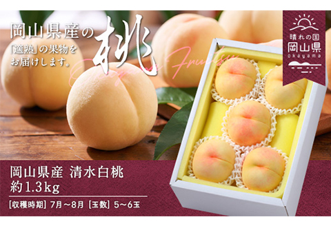 岡山県産「清水白桃」約1.3kg（5～6玉）