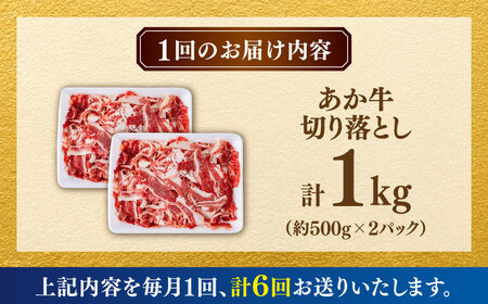 【全6回定期便】あか牛 切り落とし 1kg (500g×2P) 【合同会社　長岡フーズ】[ZFR039]