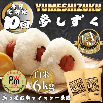 ふるさと納税 多久市 【毎月定期便】夢しずく白米6kg(3kg×2袋)(多久市)全10回