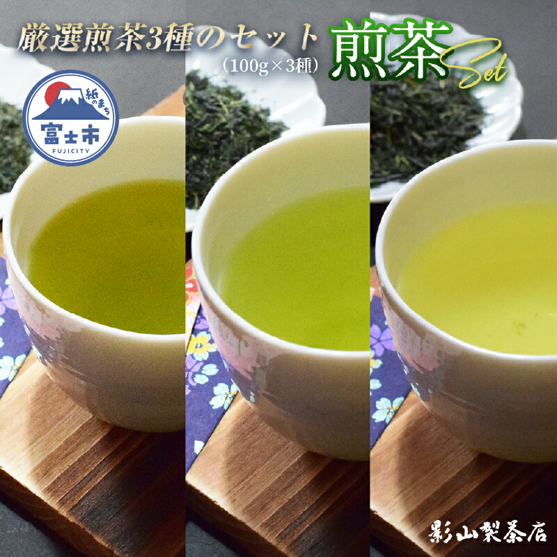 【ふるさと納税】 特上煎茶 さえみどり つゆひかり やぶきた 3袋セット (3種×各100g袋) お茶 影山製茶店 特上 煎茶 緑茶 甘み濃いめ 渋み少なめ 水出し ティータイム おもてなし リラックス 手土産 富士市 [sf001-278]
