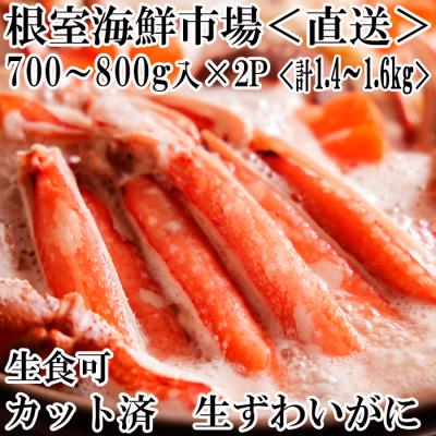 ふるさと納税 根室市 【年内配送可○】カット済み生ずわいがに700〜800g×2P B-14090