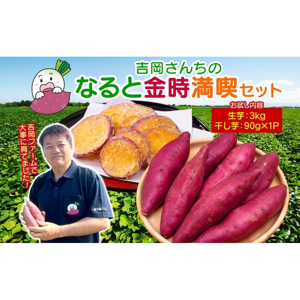【予約受付中・2026年10月頃より順次発送】吉岡ファームのなると金時 3kg＋干し芋お試しセット