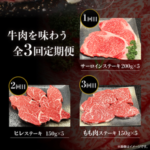 【定期便F】おおいた和牛ステーキ食べ比べ定期便 全3回_B028-015【ふるさと納税 定期便 全3回 豊後牛 おおいた和牛 4等級以上 和牛 牛肉 肉 ステーキ 食べ比べ サーロインステーキ ヒレス
