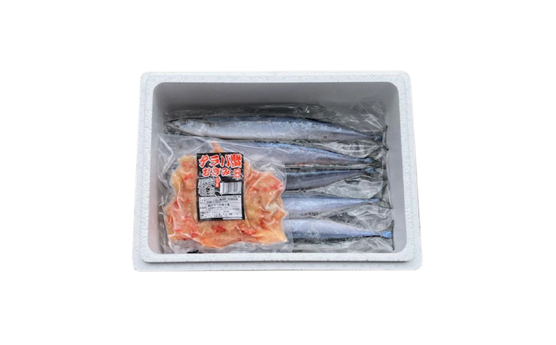 【北海道根室産】タラバガニむき身300g×1P・冷凍さんま5尾×3Pセット B-36048