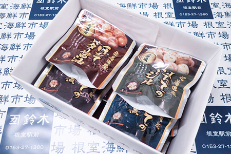 ほたて煮つけセット(旨煮3P・水煮2P・バター醤油3P・バジル3P) A-11250