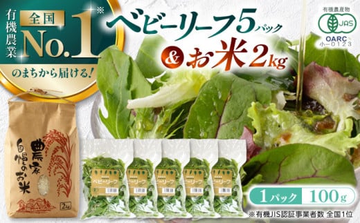 有機野菜 ベビーリーフ (100g×5パック) お米 2kg 計2.5kgセット 山都町産 有機野菜 産地直送 高原野菜 有機JAS認証取得 有機野菜【株式会社 清和ミネラル会】[YBT001]