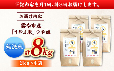 【3回定期便】無洗米 令和7年産 つや姫 8kg[AIDB096] 無洗