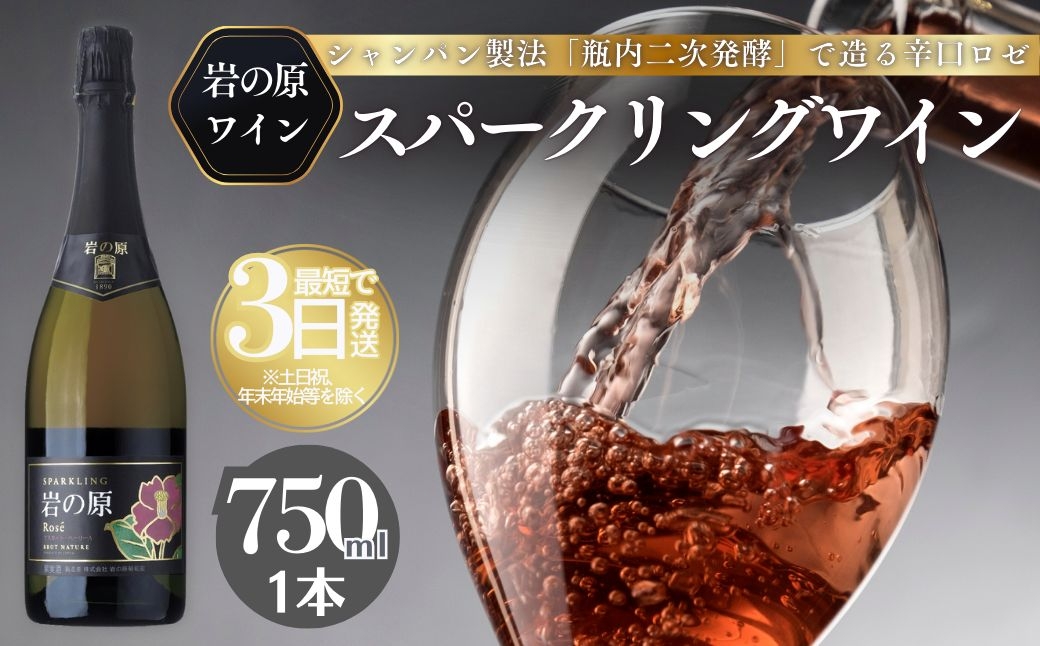 
                  ワイン 岩の原スパークリングワイン ロゼ1本 マスカット・ベーリーA （750ml） 酒 ギフト 新潟 上越
                