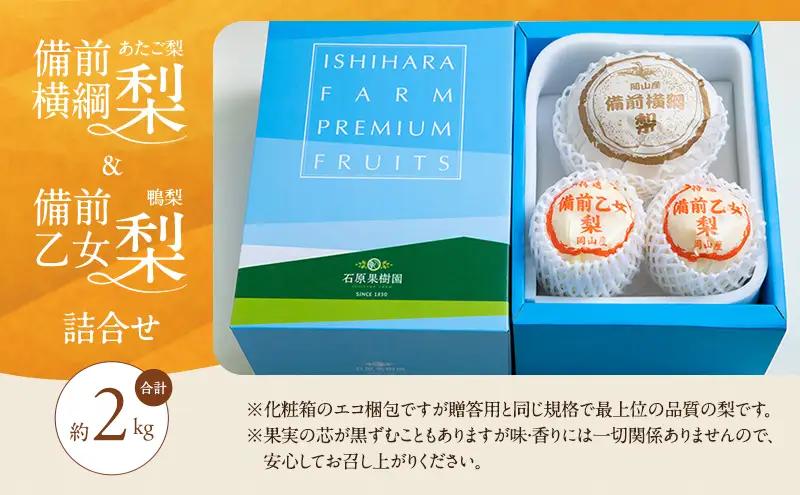 梨 詰合せ 備前横綱梨・備前乙女梨 岡山県産 梨詰合せ【約2.0kg あたご1玉 鴨梨2～3玉】【先行予約】