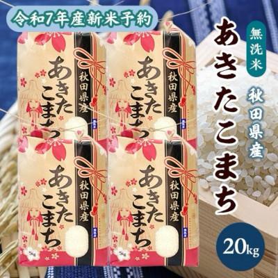 ふるさと納税 潟上市 【新米予約】令和7年産 秋田県産あきたこまち 無洗米 20kg(5kg×4袋)　9月下旬順次発送