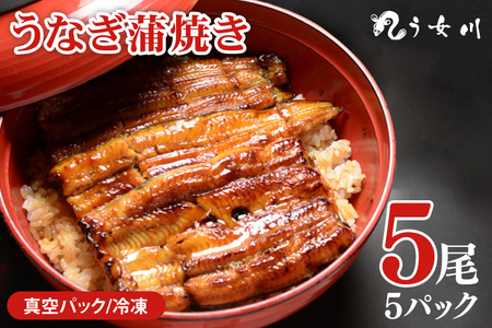 【う女川】うなぎ 蒲焼 かば焼き 5尾(5パック）（IX-4）