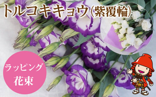 
【先行予約】【期間限定】生産農家直送の八重咲き中～大輪フリル トルコキキョウ 花束 (紫覆輪) ラッピング 1束 8本～10本 花束 生花 フラワーギフト 熨斗対応
