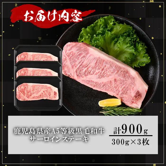鹿児島県産 A5等級 黒毛和牛 贅沢 厚切り とろける サーロイン ステーキ (計900g・300g×3枚) 【KNOT】D54