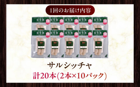 【全12回定期便】【訳あり】【結着剤・発色剤・保存料不使用】 放牧豚 サルシッチャ 2本x10セット（90g/パック） 訳あり ソーセージ ウインナー 無塩せき 冷凍配送 セット 詰め合わせ 北海道 